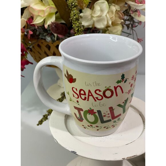 Holiday Mug By Royal Norfolk Ceramic "Tis The Season To Be Jolly" - Picture 1 of 6